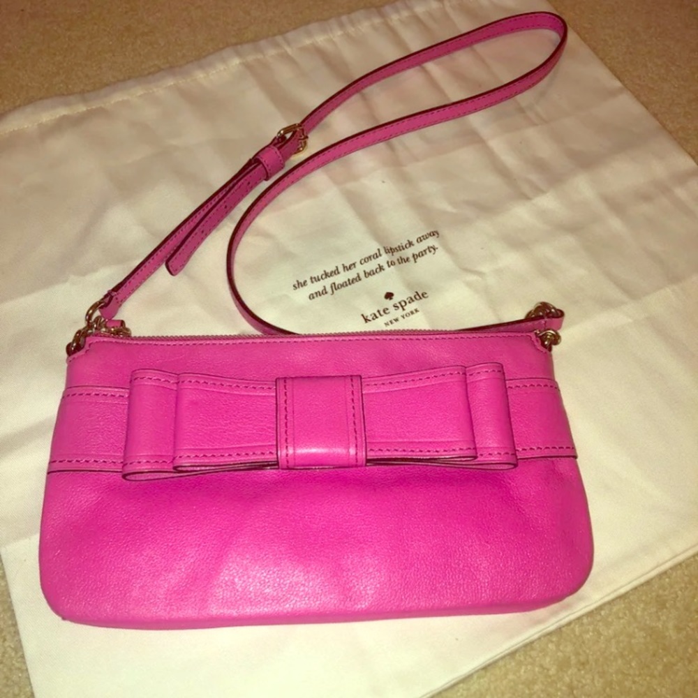 Hot pink Kate spade crossbody with bow